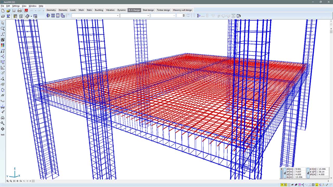 RC1 - actual reinforcement in 3D view